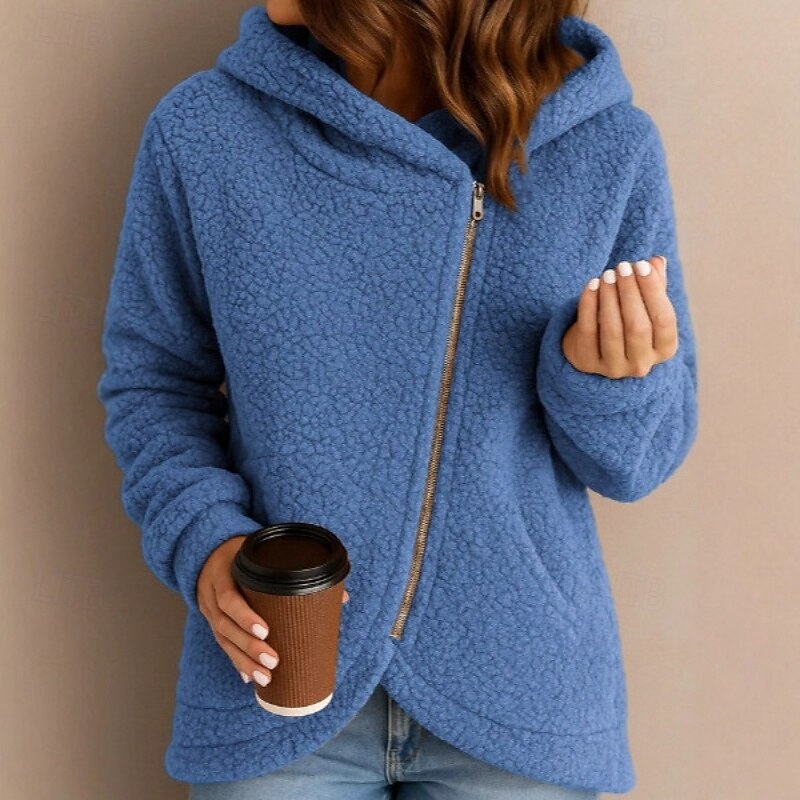 Women's Pullover Hoodie Sweatshirt Plain Casual Long Sleeve Hooded Regular Tops Street Holiday Zipper Pink Blue Orange Gray Fall Winter2