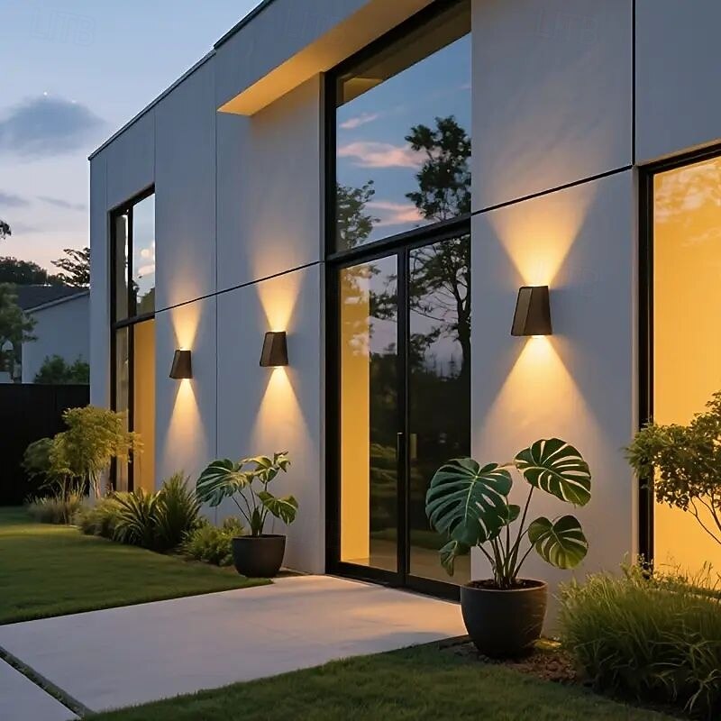 2 Pcs Solar Outdoor LED Wall Light IP65 Waterproof Up and Down Glowing Solar Wall Washer Light for Garden Balcony Path Garage Porch Yard Fence Lighting Solar Landscape Light2