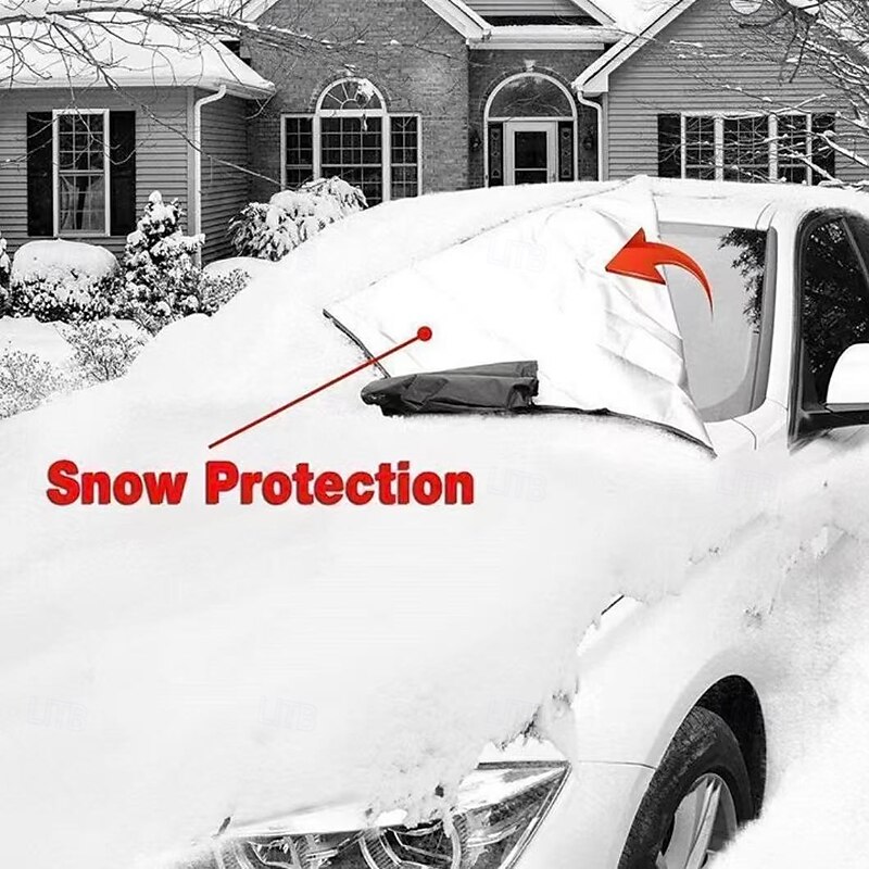 Magnetic Car Anti-snow Cover, Half Car Cover with Front Windshield Protection, Thick Sunshade and Heat-Resistant Snow Shield for Winter and Summer