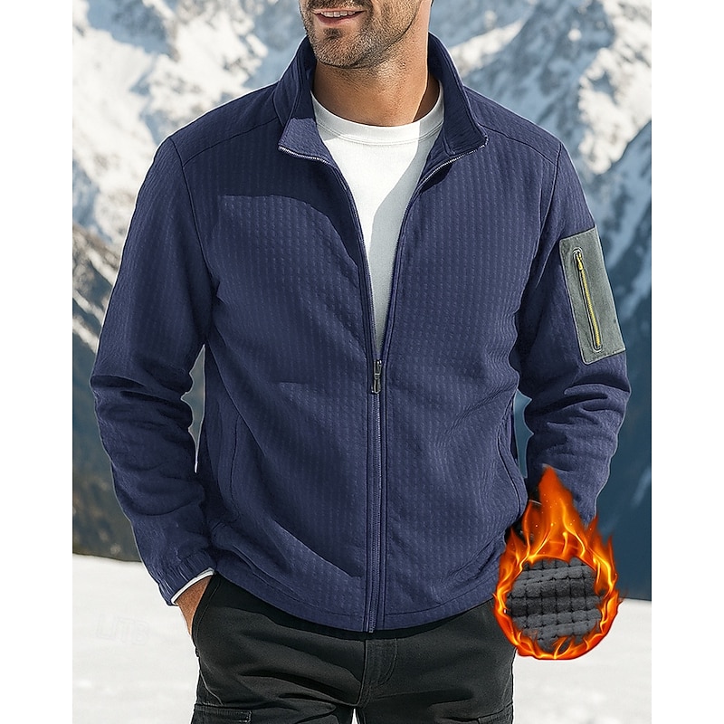 Men's Hiking Jacket Hiking Fleece Jacket Winter Outdoor Patchwork Thermal Warm Soft Fleece Jackets Hunting Camping / Hiking / Caving Black Royal Blue Grey4