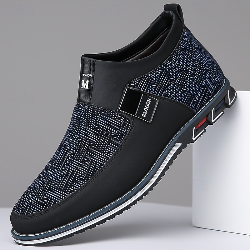 Men's Casual Slip-On Boots with Breathable Knit Upper and Elastic Strap, Stylish and Comfortable Footwear for Everyday Wear, Office and Casual Outings