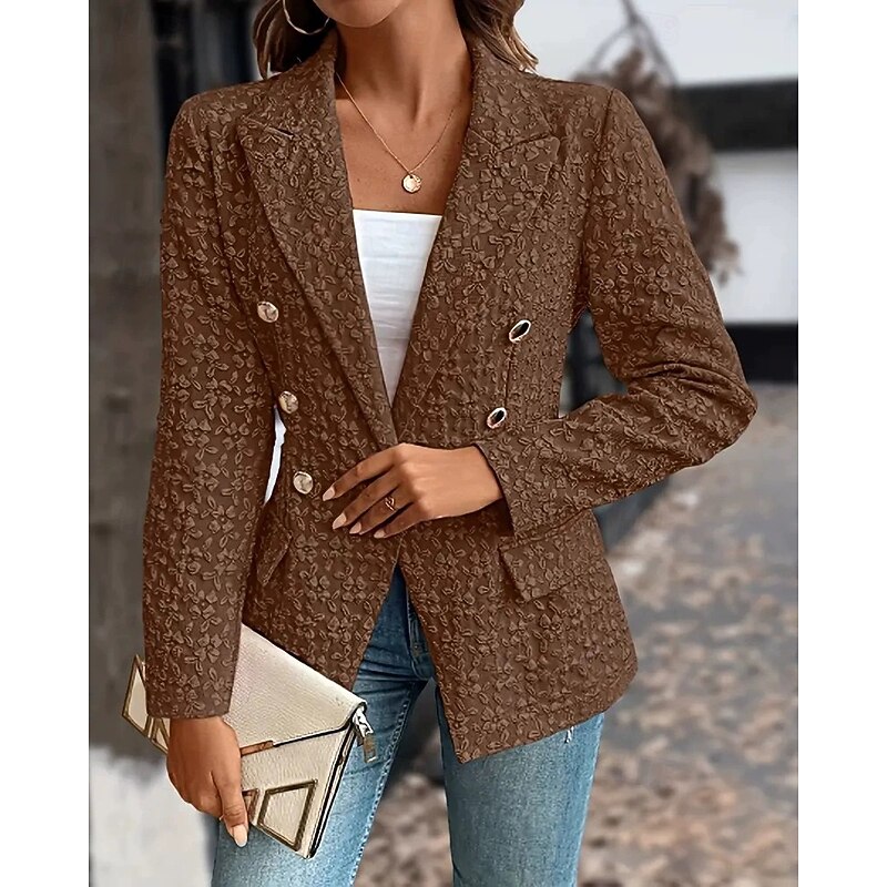 Women's Blazer Comfortable Print Elegant Fashion Outdoor Flower Going out Casual Daily Weekend Cardigan Regular Lapel Regular Fit Long Sleeve Outerwear Black Red Blue Spring Fall2