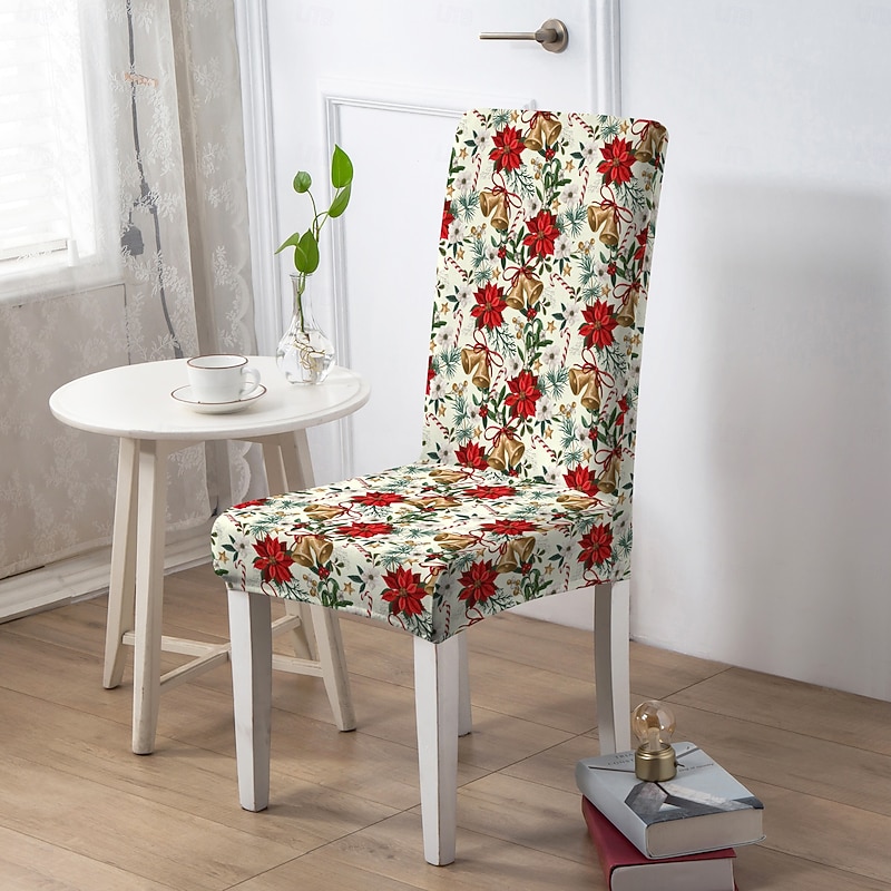 Christmas Chair Cover, Festive Holiday Seat Slipcover, Elastic Non-Slip Chair Protector for Dining Room, Home, or Party3
