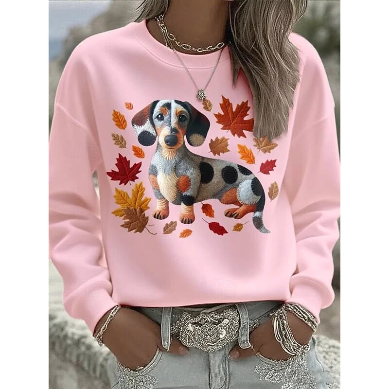 Women's Pullover Sweatshirt Graphic Animal Casual Long Sleeve Crew Neck Regular Tops Home Work Street White Pink Blue Orange Spring Fall Winter2