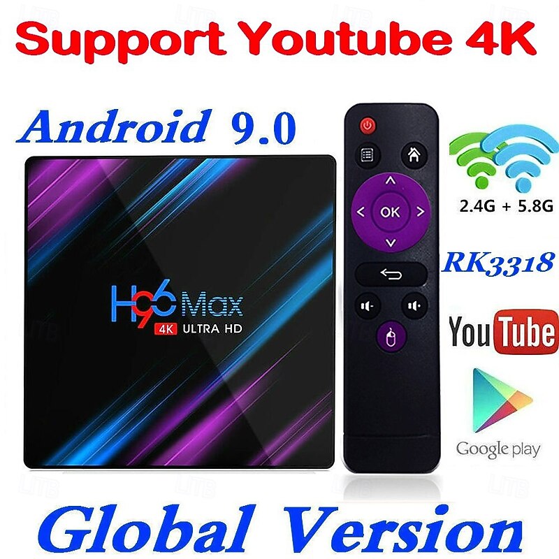 Android 9.0 H96 Max Bluetooth 4.0 4K RK3318 2GB 16GB