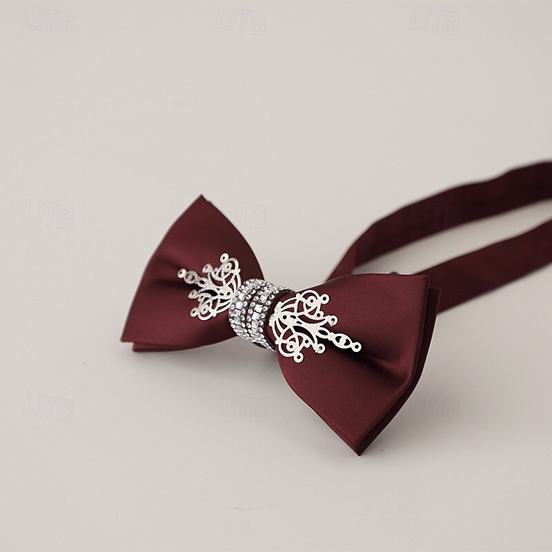 Men's Bow Tie Modern Contemporary Metal Floral Wedding Party Daily Wear4