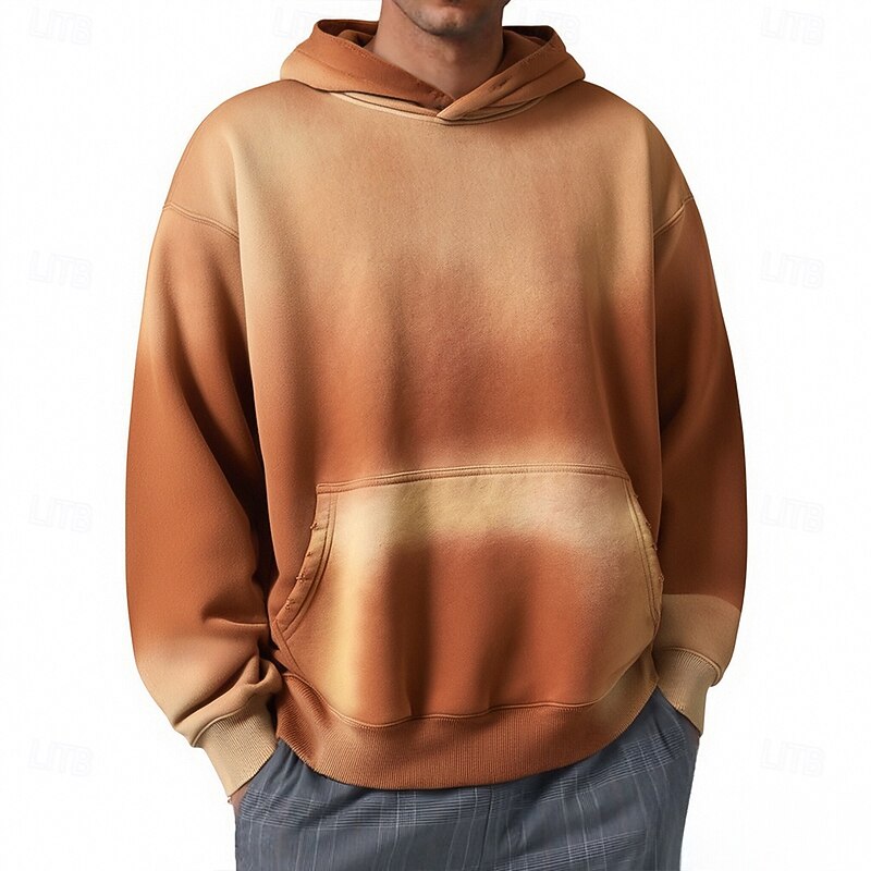 Men's Shading Fashion Streetwear Hooded Going out Black Pink Pocket Print Spring Fall Designer4