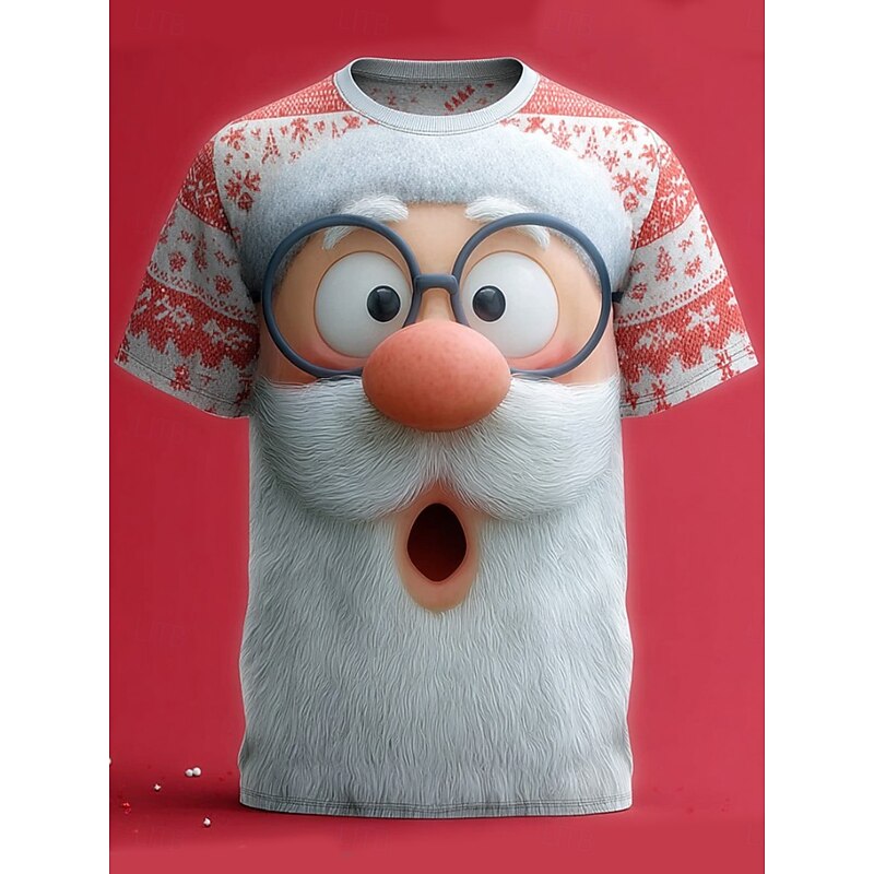 Christmas Women's T Shirt Graphic Santa Claus Vintage Stylish Classic Short Sleeve Crew Neck Round Neck Regular Tops Daily Print Pink Red Green Fall Winter