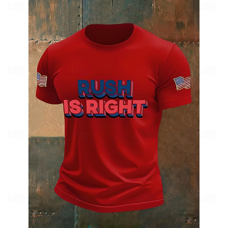 Men's Quotes & Sayings American Flag Short Sleeve Shirt T shirt Tee Tee Top Short Sleeve T shirt 3D Print Crew Neck Shirt Fashion Designer Casual Vacation Daily Holiday Black White Red All Seasons3