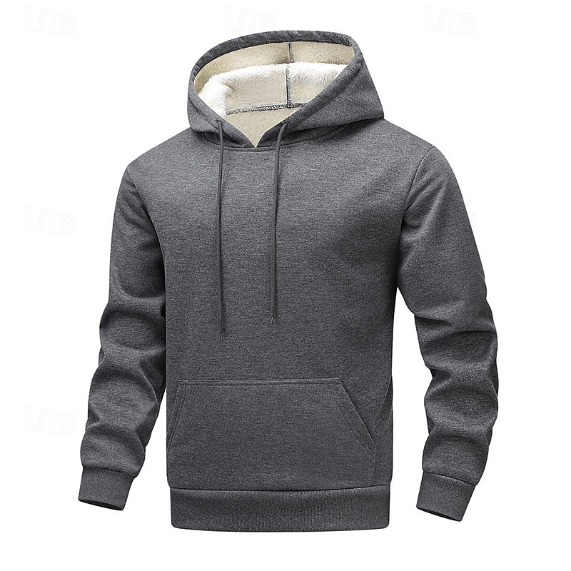 Men's Hoodie Pullover Hoodie Sweatshirt Pullover Fleece Hoodie Fleece lined Hoodie Black Navy Blue Dark Gray Hooded Plain Patchwork Color Block Kangaroo Pocket Sports & Outdoor Casual Daily Polyester
