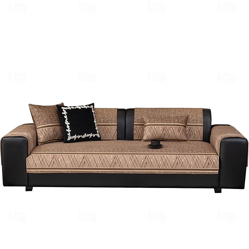 Vintage American Style Sofa Cushion, All-Season Luxury Non-Slip Couch Cover, Elegant Sofa Protector Throw Blanket with Backrest Cover4