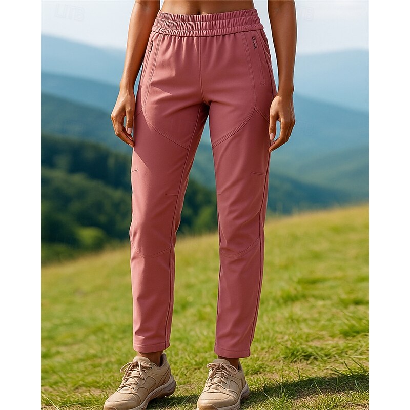 Women's Hiking Pants Trousers Waterproof Hiking Pants Hiking Trousers Fleece Pants Winter Outdoor Regular Fit Thermal Warm Waterproof Windproof Pants / Trousers Elastic Waist Black White Camping3