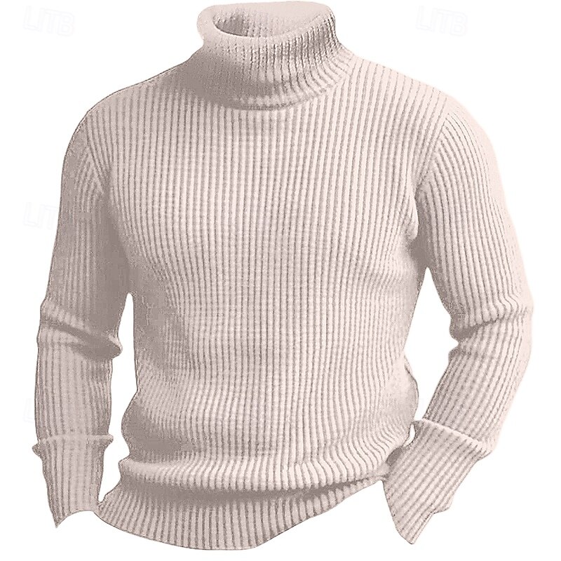 Men's Christmas Sweaters Turtleneck Sweater Pullover Sweater Jumper Knit Sweater Ribbed Knit Regular Tops Basic Plain Turtleneck Keep Warm Modern Contemporary Daily Wear Going out Clothing Apparel3