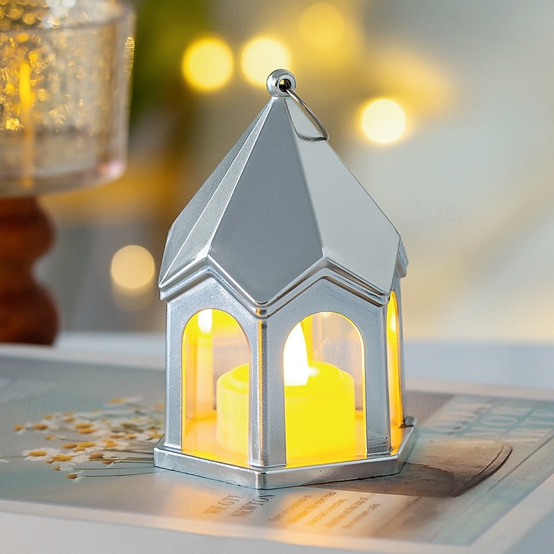 1 Pc 10.5CM * 7.5CM Christmas and Halloween Retro LED Candle Light Desktop Ornament Light Wind Light AG10 * 3 Battery2