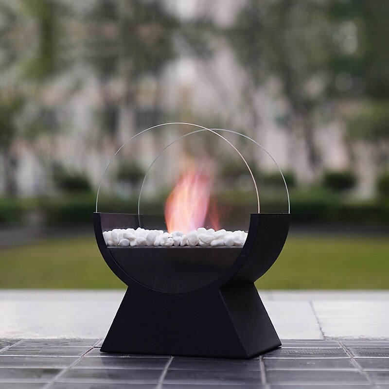 Round Glass Tabletop Fireplace, Clean Burning Portable Fire Bowl, Ventless Fireplace for Indoor Outdoor Patio Parties Events3