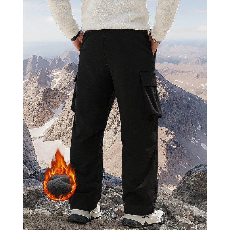 Men's Hiking Pants Trousers Fleece Lined Pants tracksuit bottoms Winter Outdoor Regular Fit Waterproof Windproof Warm Pants / Trousers Elastic Waist Black Army Green Camping / Hiking Hunting Climbing2