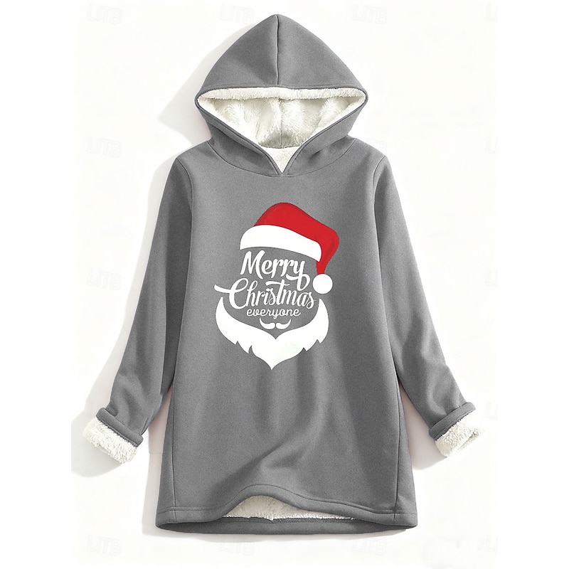 Women's Pullover Hoodie Sweatshirt Graphic Letter Christmas Casual Comfrt Long Sleeve Hooded Regular Tops Street Dailywear Casual Print Pink Blue Gray Fall Winter