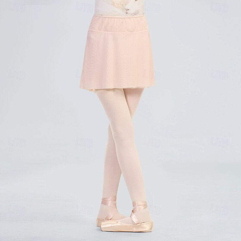 Ballet Skirts Pure Color Splicing Women's Performance Training Sleeveless High Polyester3