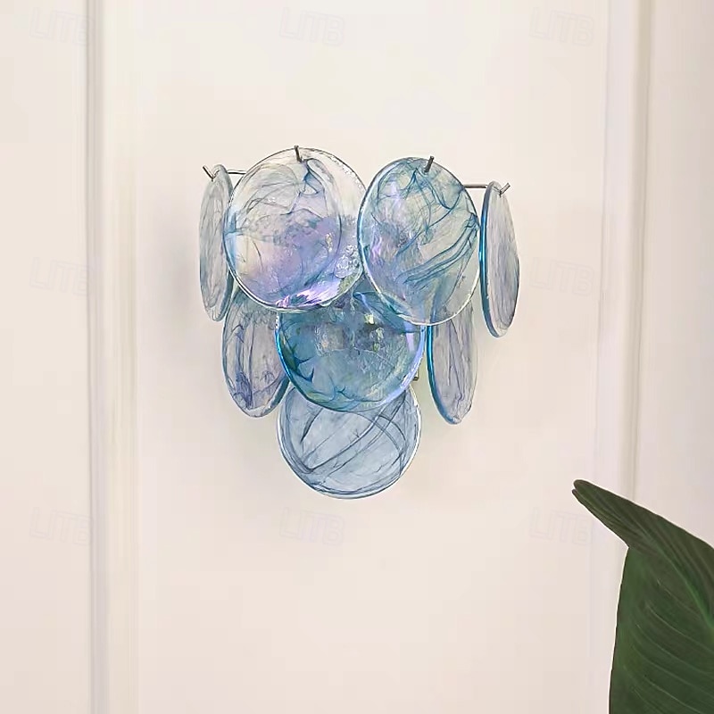 Pink Murano Glass Discs Wall Lamp4