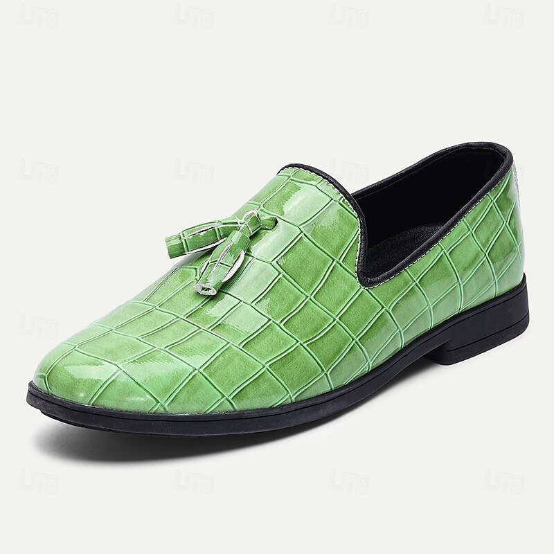 Men's Green  Faux Leather Loafers – Stylish Slip-On Design with High-Quality Crocodile Print, Ideal for Smart-Casual Occasions, Dinner Parties and Weekend Outings2