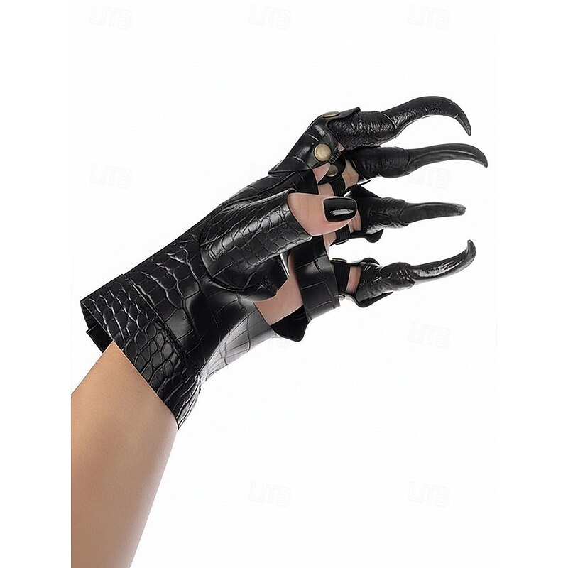 Women's Halloween Claw Gloves, Faux Leather Gothic Punk Style Costume Accessory with Long Nails for Cosplay, Parties and Festivals4