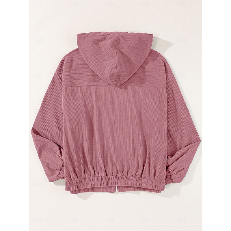 Women's Sherpa Jacket Comfortable Breathable Pocket Elegant Casual Plain Vacation Street Casual Daily Wear Zipper Regular Hooded Regular Fit Long Sleeve Outerwear Pink Blue Khaki Spring Fall4