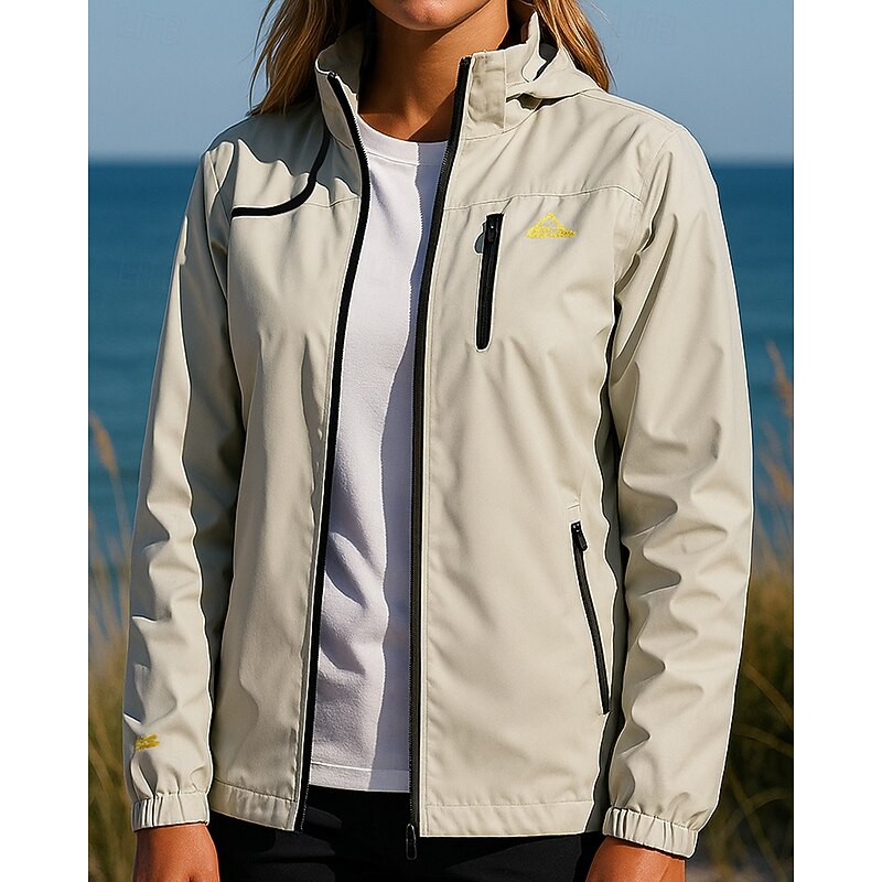 Women's Windbreaker Softshell Jacket Hiking Jacket Outdoor Waterproof Breathable Hiking Outfits Hiking Clothes Spring Autumn / Fall Top Fishing Camping / Hiking / Caving Running Solid Color White Pink4