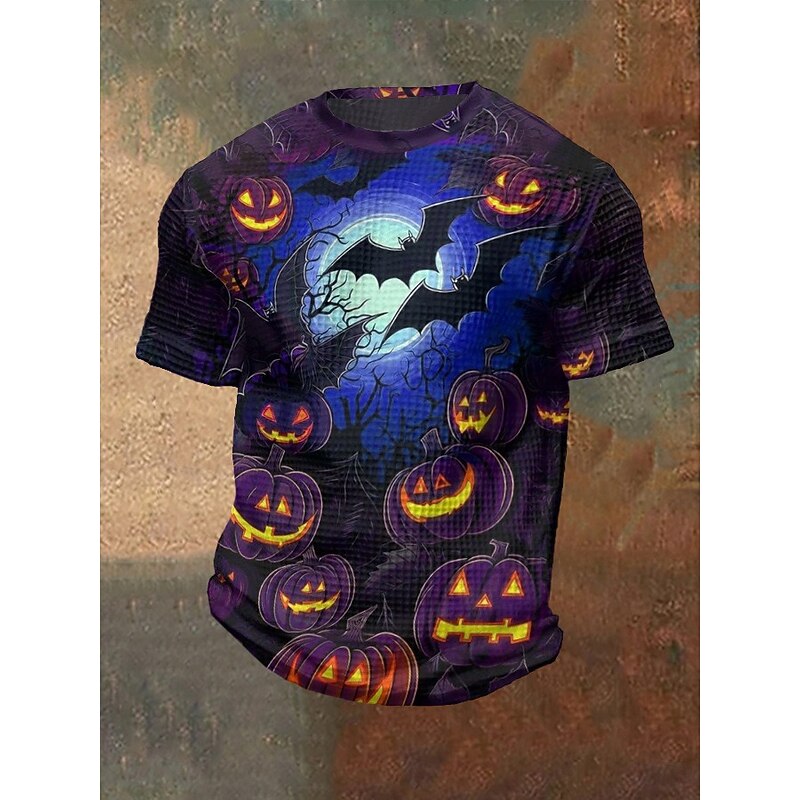 Men's Halloween Shirt Pumpkin Bat Crewneck Clothing Apparel 3D Print Outdoor Holiday Theme Party Halloween Party Short Sleeve Print Vintage Halloween
