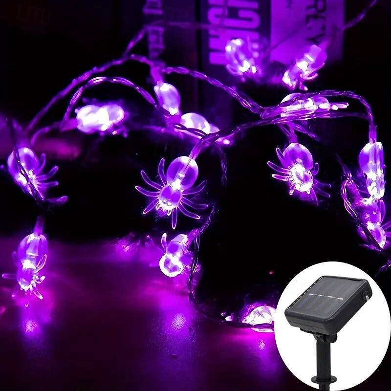 Halloween Solar Bat Spider String Lights Outdoor Waterproof Ghost Lights 6.5m 30LEDs 8 Modes Lighting Halloween Garden Balcony Fence Porch Halloween Party Atmosphere Decoration4