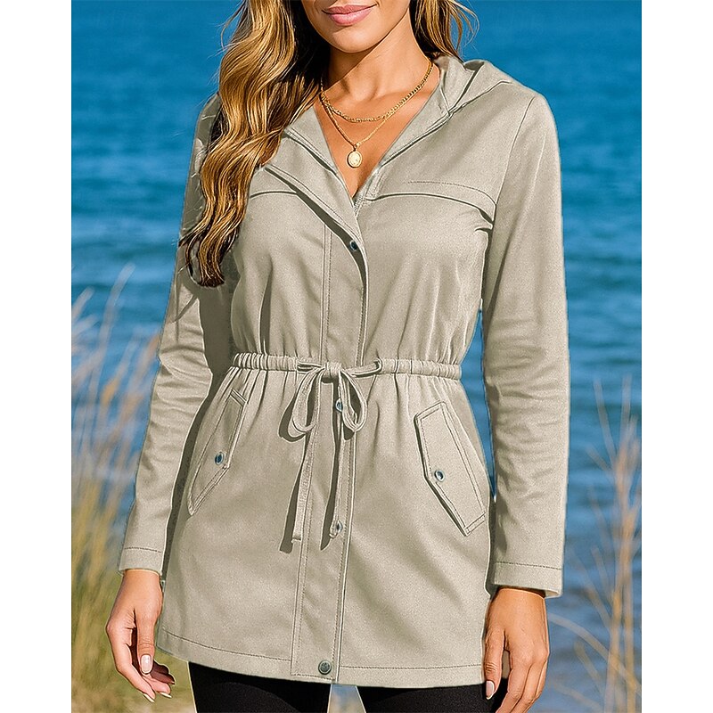 Women's Hiking Jacket Lightweight Jacket Outdoor Thermal Hiking Outfits Hiking Clothes Autumn / Fall Top Camping / Hiking / Caving Running Solid Color Khaki Coffee4