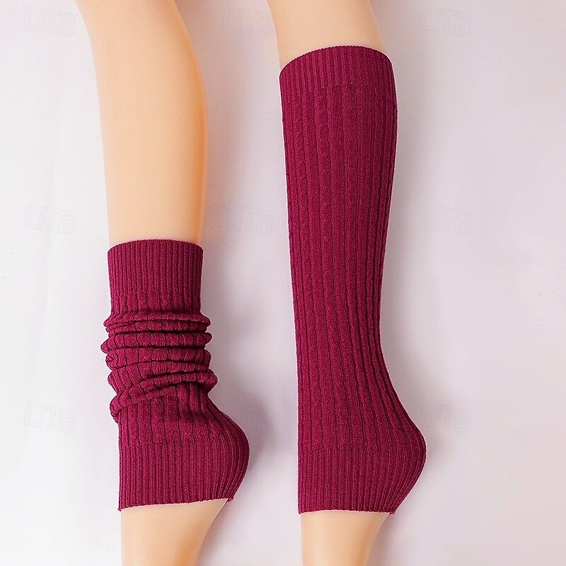 Women's Stockings Outdoor Daily Holiday Solid Color Acrylic Fibers Casual Warm Elastic 1 Pair2