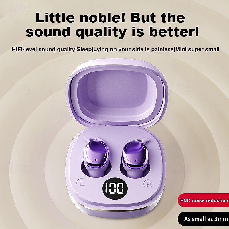 Wireless Sleep Mini Bluetooth 5.3 Touch Cotrol In Ear Earphones Comfortable Noise Reduction Office Earphones3