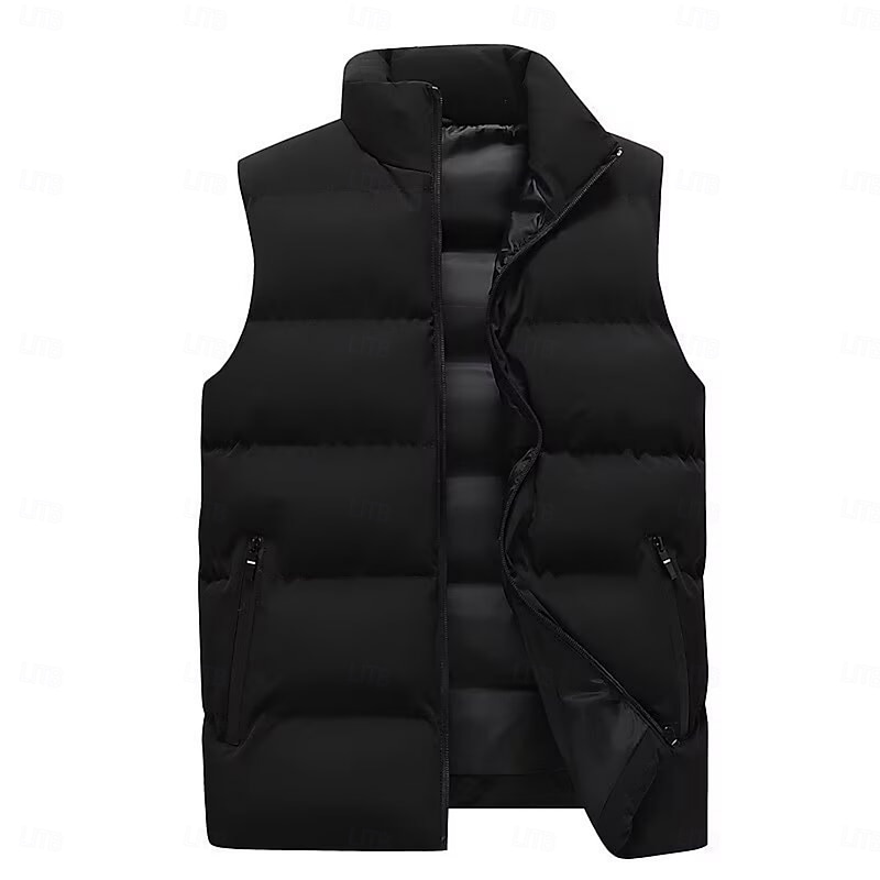 Men's Winter Vest Puffer Vest Sleeveless Vest Outdoor Thermal Warm Lightweight Breathable Winter Zipper Polyester Black Red Dark Blue Hunting Fishing Climbing2
