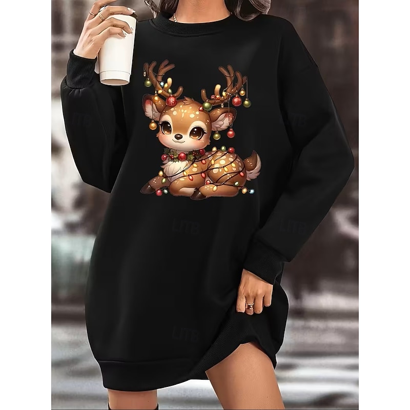 Women's Black Red khaki Fall Winter Mini Dress Shift Dress Athletic Dress Vacation Casual Outdoor Vacation Home Loose Fit Geometric Plaid Color Block Crew Neck2