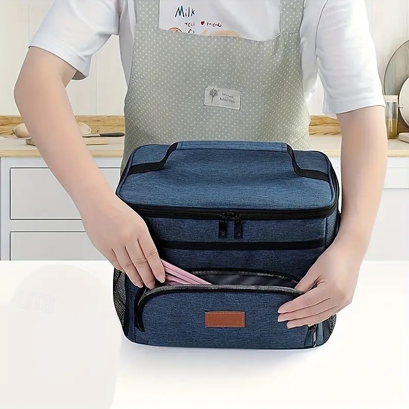 Large Capacity Insulated Lunch Bag – Tote & Cooler Bag for Picnic, Office, School, Campus, Travel, Reusable Thermal Lunch Box with Thickened Foil, Lightweight, Crossbody Design4