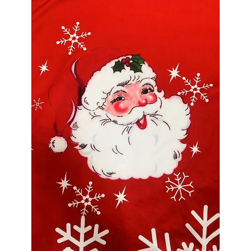 Women's Winter Coat Lightweight Comfortable Print Open Front Vintage Fashion Casual Santa Claus Vacation Casual Long Collarless Regular Fit Long Sleeve Outerwear Red Spring Fall3