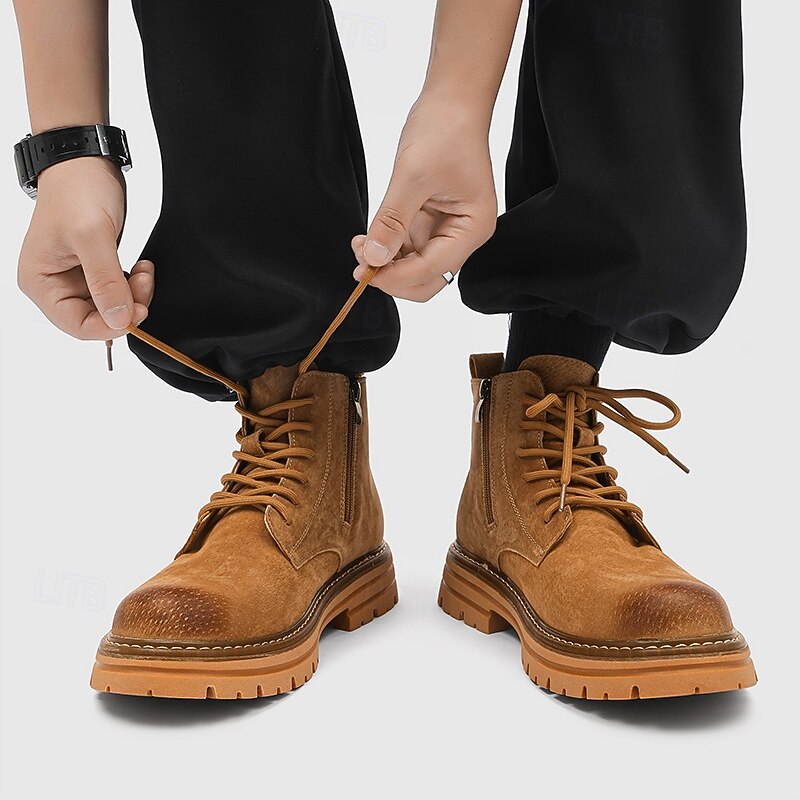 Men's Lace-Up Ankle Work Boots – Durable Casual Outdoor Combat-Inspired Shoes for Hiking, Farm Work and Daily Wear4