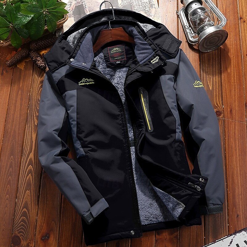 Men's Softshell Jacket Hiking Jacket Fleece Jacket Thermal Jacket Winter Outdoor Patchwork Thermal Warm Top Black Army Green Red Blue