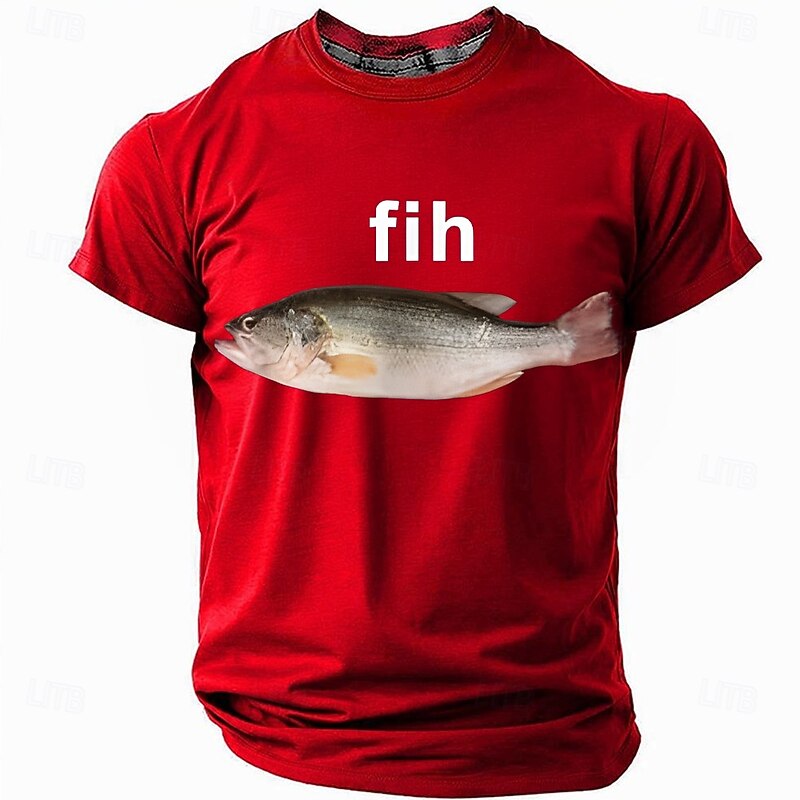 Men's Fish Funny T Shirt Short Sleeve T shirt 3D Print Crew Neck Shirt Fashion Daily Street Daily Black Red Blue Summer Spring Clothing Apparel S M L XL XXL XXXL4