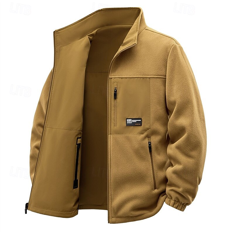 Men's Outdoor Jacket Raincoat Hiking Jacket Daily Hiking Windproof Rainproof Pocket Fall Winter Plain Fashion Classic Stand Collar Regular Black Orange Army Green Gray Jacket2