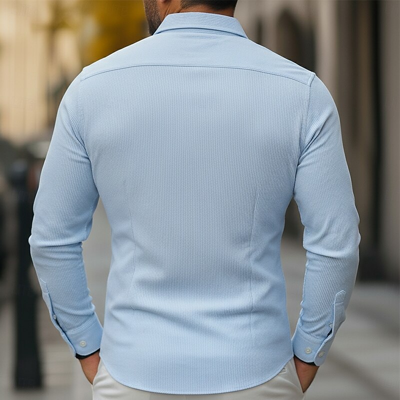 Men's Dress Shirt Corduroy Shirt Plain Wedding Outdoor Light Blue White Yellow Navy Blue Long Sleeve Turndown Summer Spring Clothing Apparel Plain2