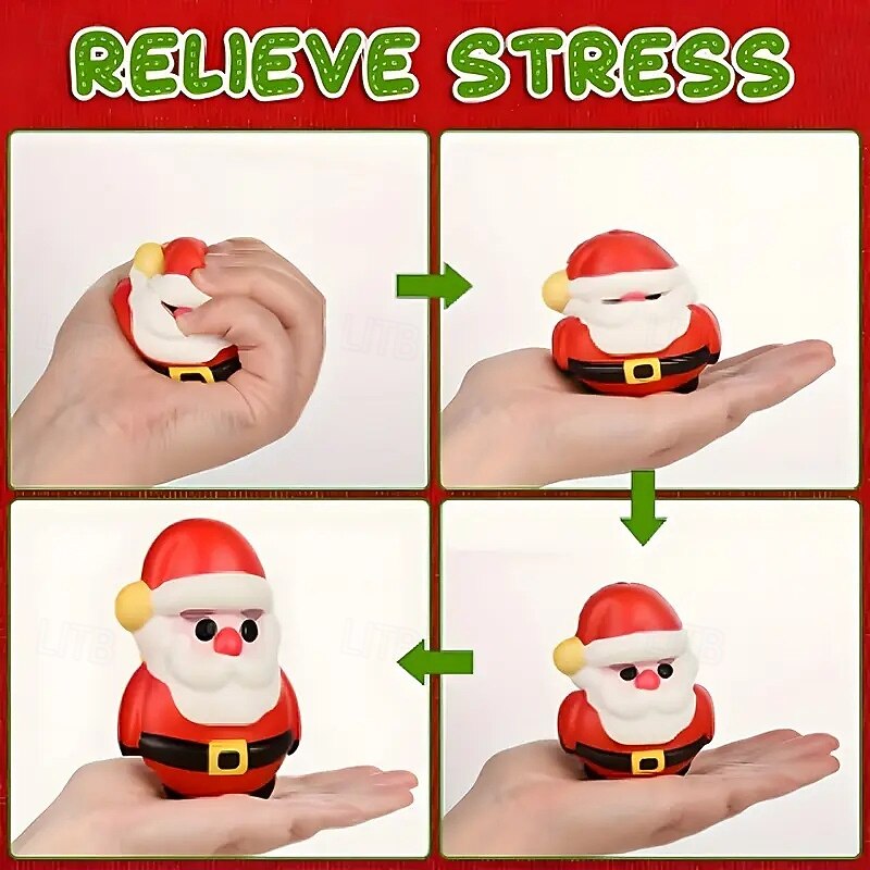 4pcs Slow Rebound Christmas Plush Squishy Toys, Stress Relief Squishy Balls for Holiday Fun, Soft Squeeze Toys, Xmas Party Favors, Ready Stock3
