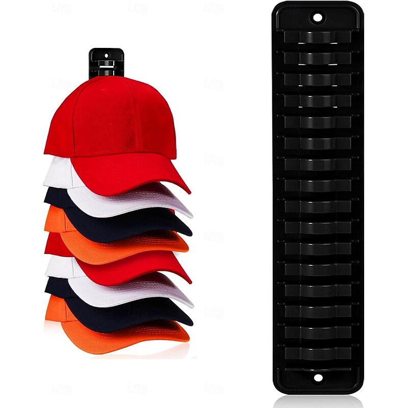 Hat Organizer for Baseball Caps, 1 Pack Hat Rack Adhesive Hat Hooks for Wall Hold Up to 16 Hats, 10.3 * 2.1 inch Hat Storage Display Hat Hanger Holder for Door Closet, Patent Pending