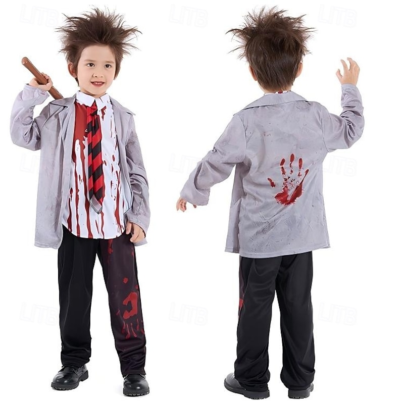 Zombie Halloween Outfits Fancy Costume Group & Family Halloween Costumes Horror Scary Cosplay Kid's Boys' Girls' Halloween Carnival Performance Party Easy Halloween Costumes Dress Up4