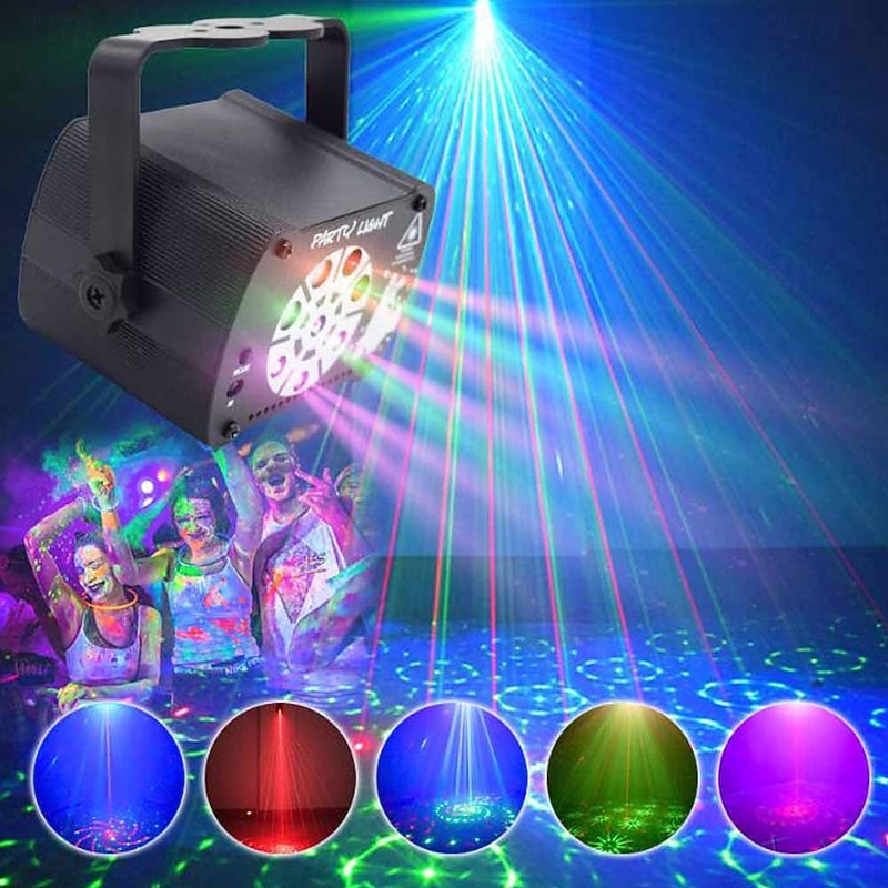 8 Hole Mini Laser Disco DJ Light LED UV Sound Stage Lighting Effect KTV Wedding Xmas Holiday Party Lamp USB Sound Activated3
