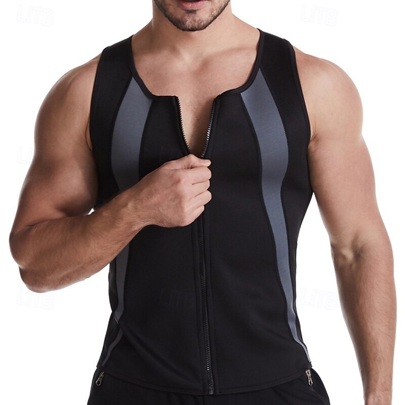 Men Color Block Breathable Tummy Control Waist Trainer Corset Vest For Gym Exercise & Fitness2