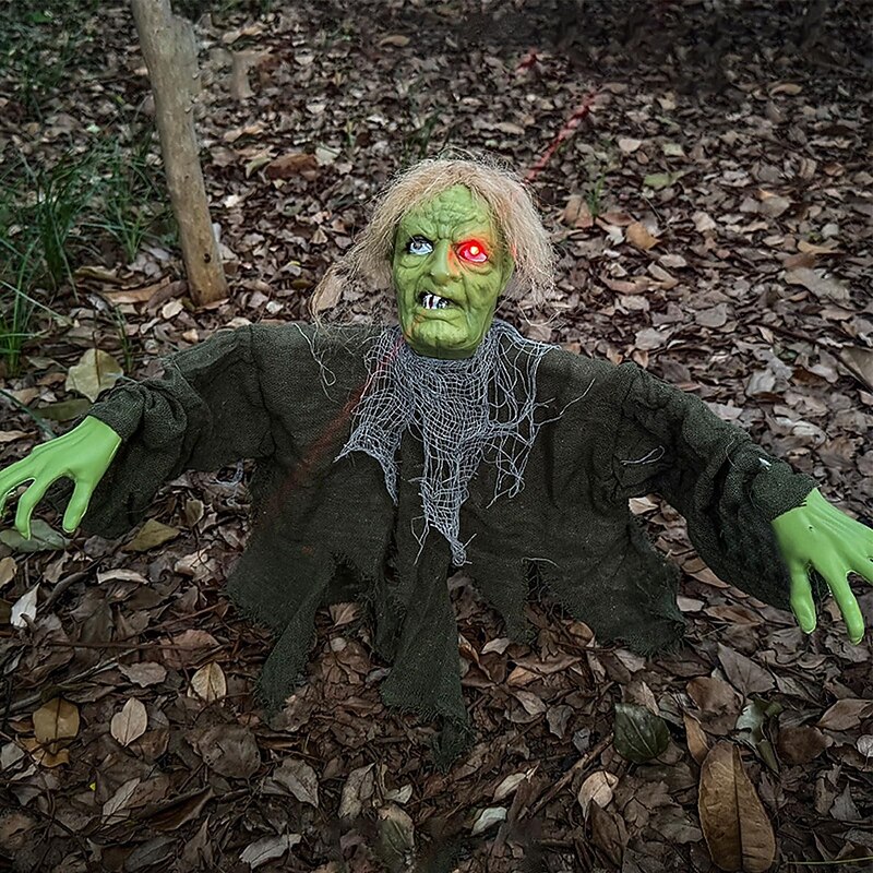 Halloween Decoration Outdoor Zombie Groundbreaker, Animatronic Luminous Halloween Zombie with LED Light Flashing Eyes, Scary Zombies, Horror Decoration for Outdoor Garden Lawn Haunted House Decoration4