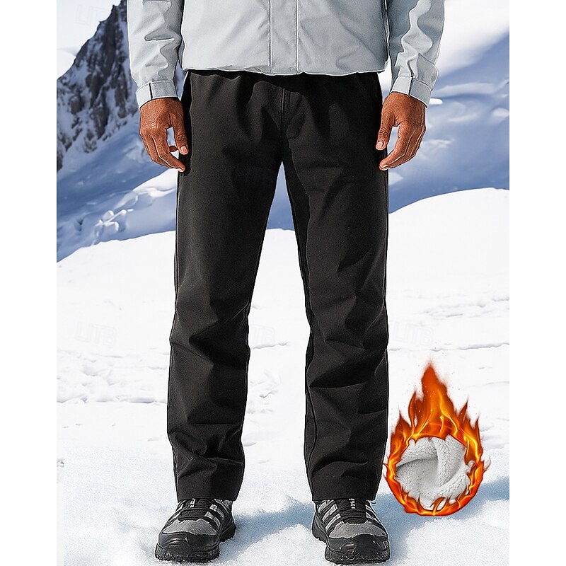 Men's Hiking Pants Trousers Waterproof Hiking Pants Hiking Trousers Fleece Pants Winter Outdoor Regular Fit Waterproof Windproof Warm Pants / Trousers Pocket Black Army Green Camping / Hiking Hunting3