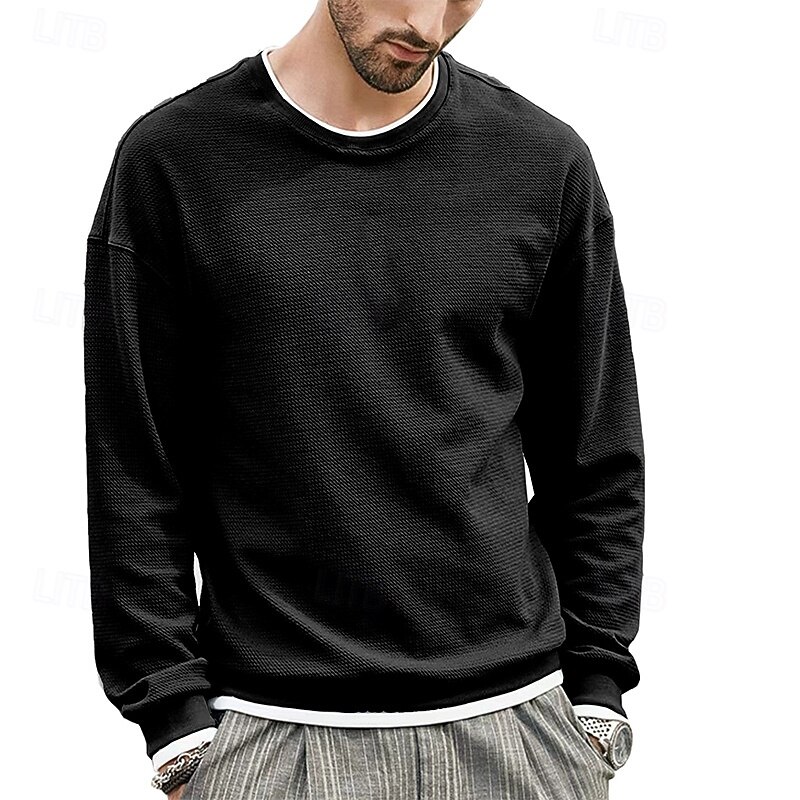 Men's Sweatshirt Black Wine Blue Khaki Gray Crew Neck Plain Sports & Outdoor Daily Holiday Polyester Streetwear Basic Casual Spring Fall Clothing Apparel Hoodies Sweatshirts4