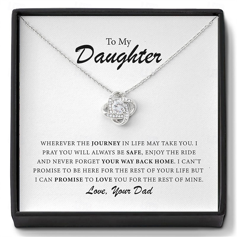 To My Daughter Necklace, Christmas Gift for Girls with Message Card Box, Birthday Jewelry Present, Graduation Keepsake, Valentines Day Gift from Mom or Dad3